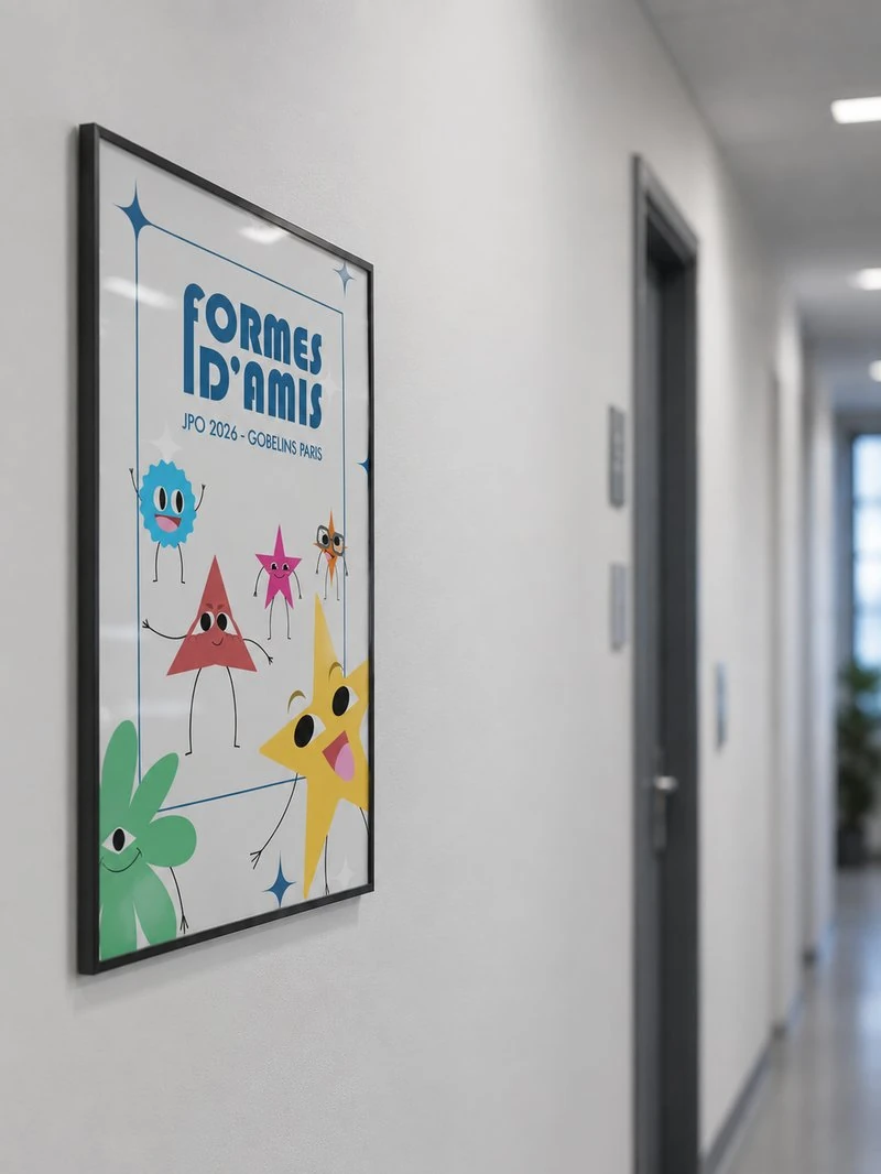 Formes d'Amis — affiche encadrée dans un couloir des Gobelins